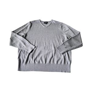 Bonobos Mens XL Washable‎ Extra Fine Merino Wool V-Neck Long Sleeve Sweater Gray